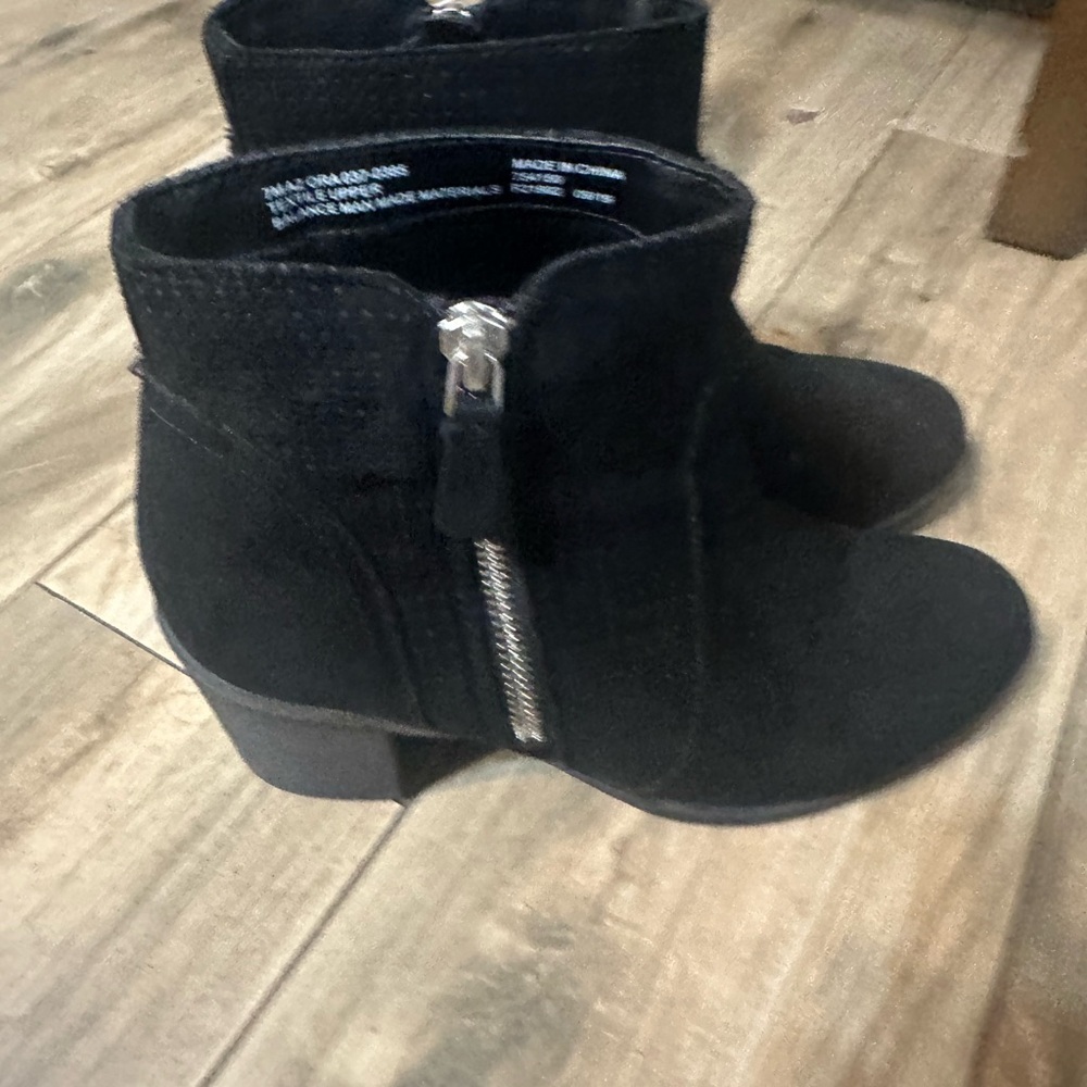 Women's Black Suede Ankle Boots with Side Zip